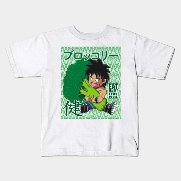 Broly Eat Healthy Live Well Kids T-Shirt by KaboomArtz